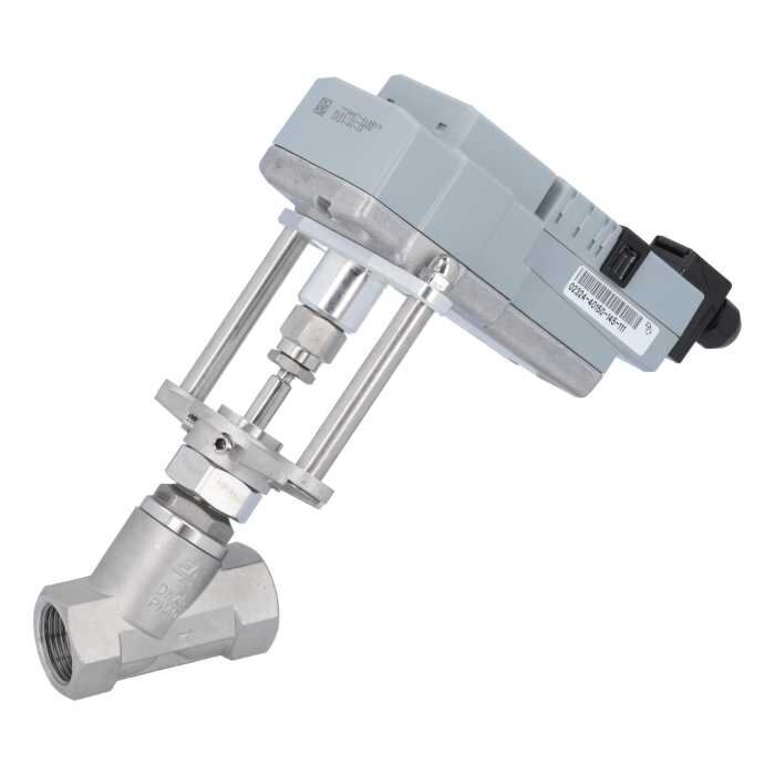 END Armaturen EBKG2D31X271020/04, Motorregelventil, G3/4", Schrägsitzgehäuse, RK Edelstahl/PTFE, 24VAC/DC, Stetige Regelung