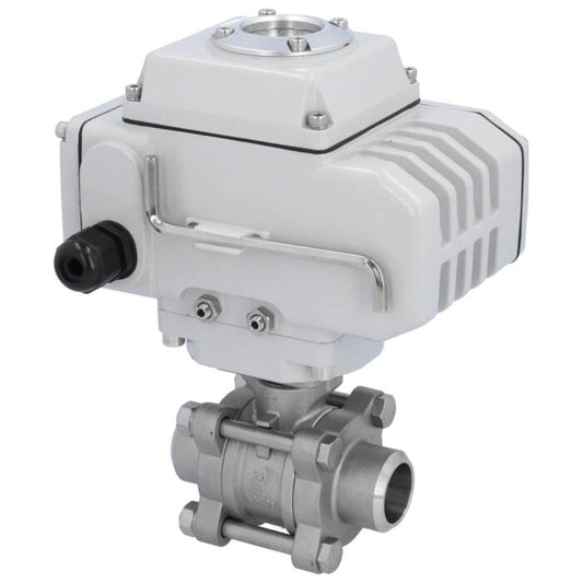 END Armaturen ZA310364-LE054100, Kugelhahn-ZA, DN25-Anschweißende, mit Antrieb-LE05 Edelstahl/PTFE-FKM, 230V AC, Laufzeit ca. 20sek.