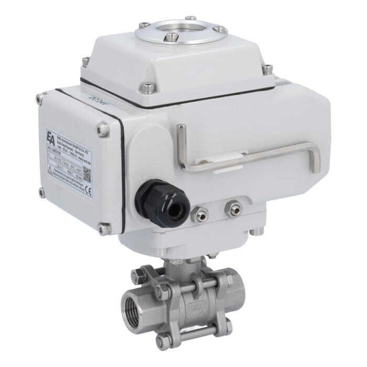 END Armaturen MA310023-LE054100, Kugelhahn-MA, 1/2"-Innengewinde, mit Antrieb-LE05 Edelstahl/PTFE-FKM, 230V AC, Laufzeit ca. 20sek.