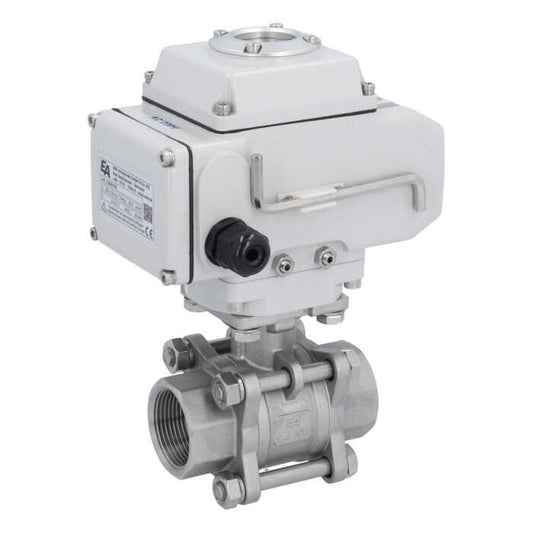 END Armaturen MA310026-LE052100, Kugelhahn-MA, 11/4"-Innengewinde, mit Antrieb-LE05 Edelstahl/PTFE-FKM, 24V DC, Laufzeit ca. 20sek.