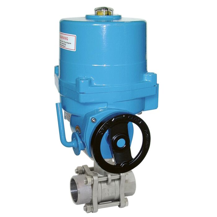 END Armaturen MA310069-NE154100, Kugelhahn-MA, DN80-Anschweißende, mit Antrieb-NE15 Edelstahl/PTFE-FKM, 230V 50Hz, Laufzeit 20sek.