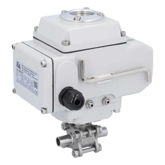 END Armaturen MA311061/M-LE054100, Kugelhahn-MA, DN10-Anschweißende, mit Antrieb-LE05 Edelstahl/PTFE-FKM, 230V AC, Laufzeit ca. 20sek.