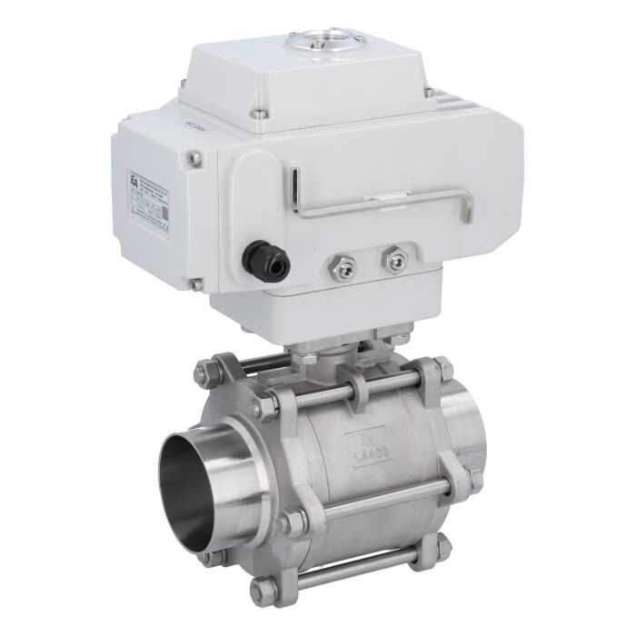 END Armaturen MA311069/M-LE154100, Kugelhahn-MA, DN80-Anschweißende, mit Antrieb-LE15 Edelstahl/PTFE-FKM, 230V AC, Laufzeit ca. 40sek.