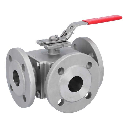 END Armaturen MD311506, 3-Wege Kugelhahn DN40, PN40, T-Bohrung Edelstahl 1.4408/PTFE/FKM,