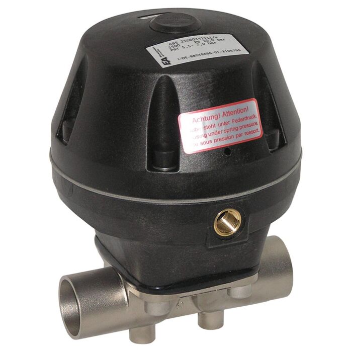 END Armaturen MGL3401025, Membranventil pneumatisch betätigt, DN25 Edelstahl 1.4408/EPDM