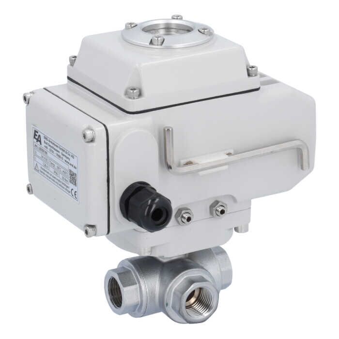 END Armaturen TN111421-LE054100, Kugelhahn-TN, 1/4", mit Antrieb-LE05 Ms./PTFE-FKM, L-Bohrung, 230VAC, Laufzeit ca.20sek