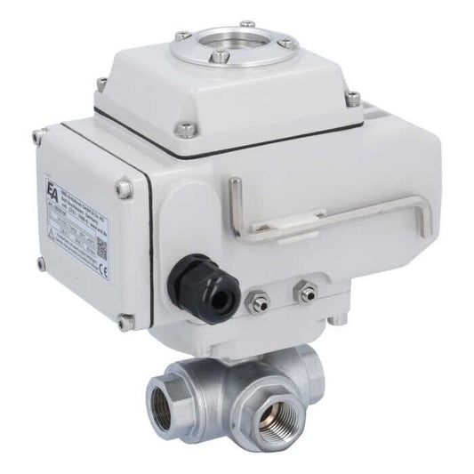 END Armaturen TN111523-LE052100, Kugelhahn-TN, 1/2", mit Antrieb-LE05 Ms./PTFE-FKM, T-Bohrung, 24V DC, Laufzeit ca.20sek