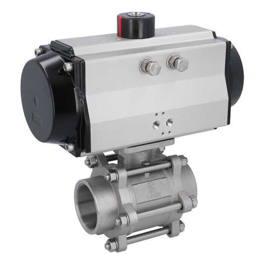 END Armaturen ZA31-OE140, Kugelhahn ZA 4"-Innengewinde, mit Antrieb OE140 Edelstahl/PTFE-FKM, federrückstellend