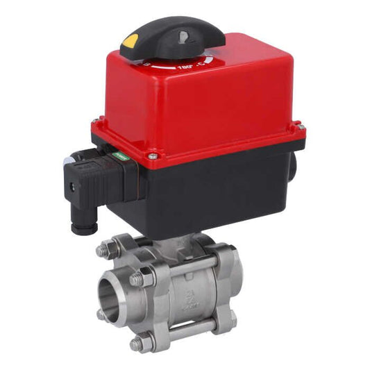 END Armaturen ZA310065-RT201210, Kugelhahn-ZA, DN32-Anschweißende, mit Antrieb-RT20 Edelstahl/PTFE-FKM, 24V AC/DC, Laufzeit 7..12 sek.