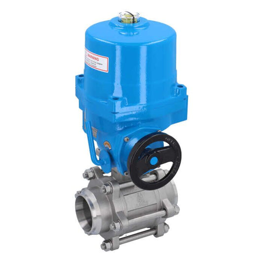 END Armaturen ZA310068-NE092100, Kugelhahn-ZA, DN65-Anschweißende, mit Antrieb-NE09 Edelstahl/PTFE-FKM, 24V DC, Laufzeit 17s