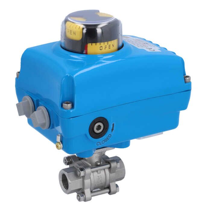 END Armaturen ZA310323-NE054100, Kugelhahn-ZA, 1/2"-Innengewinde, mit Antrieb-NE05 Ed./PTFE-FKM, 230V 50Hz, Laufzeit 14sek.