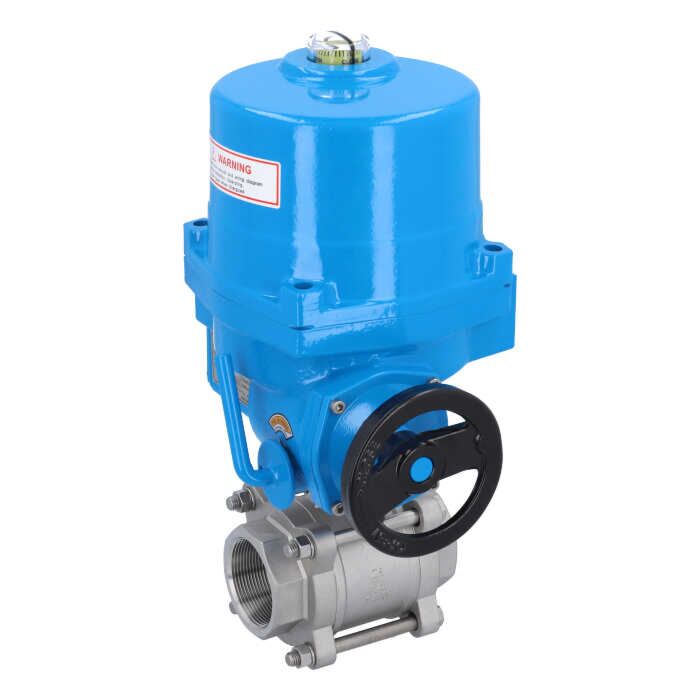 END Armaturen ZA310328-NE092100, Kugelhahn-ZA, 2"-Innengewinde, mit Antrieb-NE09 Edelstahl/PTFE-FKM, 24V DC, Laufzeit 17sek.