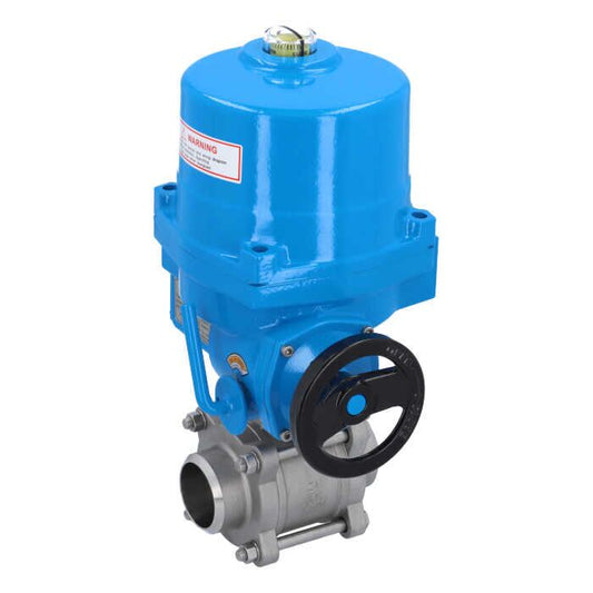 END Armaturen ZA310367-NE092100, Kugelhahn-ZA, DN50-Anschweißende, mit Antrieb-NE09 Edelstahl/PTFE-FKM, 24V DC, Laufzeit 17sek.