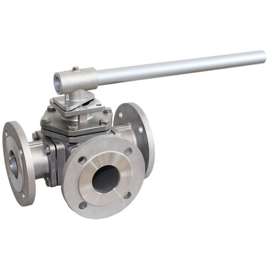 END Armaturen ZD311508, 3-Wege Kugelhahn DN65, PN16, T-Bohrung Edelst.1.4408/PTFE/FKM, ISO5211