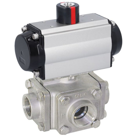 END Armaturen ZD311527-OE621102, Kugelhahn-ZD, 11/2", mit Antrieb-OE, EW110 Ed. 1.4408/PTFE-FKM, T-Bohrung, federrückstellend