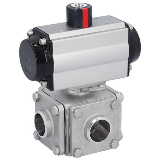 END Armaturen ZD311563-OD620502, Kugelhahn-ZD, DN20, mit Antrieb-OD, DW50 Edelst. 1.4408/PTFE-FKM, T-Bohrung, doppeltwirkend