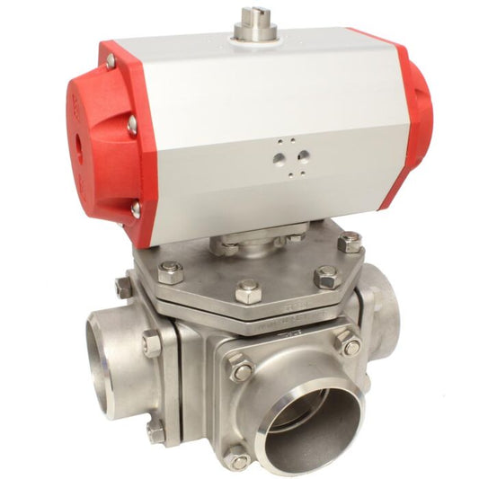 END Armaturen ZD311566-NE094100, Kugelhahn-ZD, DN40, mit Antrieb NE09 Ed./PTFE, T-Bohrung, 230V 50Hz,Laufz.17s